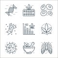 cells organs and medical line icons. linear set. quality vector line set such as rib cage, herbal treatment, ovum, maple leaf,