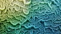 Cellular automata patterns that evolve into organic growth forms featuring gradient transitions from deep green to bioluminescent
