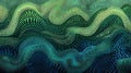 Cellular automata patterns that evolve into organic growth forms featuring gradient transitions from deep green to bioluminescent
