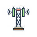 Color illustration icon for Cellular, antenna and broadcast