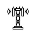 Black line icon for Cellular, antenna and broadcast
