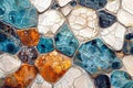 Turquoise, Orange, and White Mosaic, generative ai