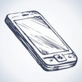 Cellular telephone. Vector drawing Royalty Free Stock Photo