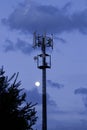 Cellular tower and Sunset. Equipment for relaying cellular and mobile signal. Royalty Free Stock Photo