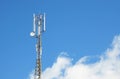 Cellular transmitter on blue sky with clouds background Royalty Free Stock Photo