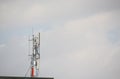 Cellular transmitter Telecommunication tower with antennas Multiplicity communications. microwave tower Cell Phone Royalty Free Stock Photo