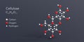 cellulose molecule 3d rendering, flat molecular structure with chemical formula and atoms color coding Royalty Free Stock Photo