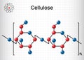 Cellulose polysaccharide molecule. Sheet of paper in a cage. Structural chemical formula Royalty Free Stock Photo