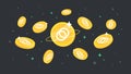 CELO coins falling from the sky. CELO cryptocurrency concept banner background Royalty Free Stock Photo