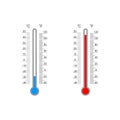 Celsius and Fahrenheit meteorological thermometer degree scales with cold and hot temperature index. Outdoor temperature