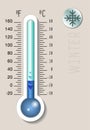 Celsius and fahrenheit meteorology thermometer Royalty Free Stock Photo