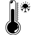 Celsius or fahrenheit meteorology thermometers measuring heat and cold, vector illustration. Thermometer equipment showing hot or Royalty Free Stock Photo