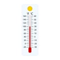 Celsius and fahrenheit meteorology thermometers measuring hot or cold, vector illustration. Thermometer equipment showing hot or Royalty Free Stock Photo