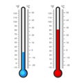 Celsius and Fahrenheit Thermometers Showing Hot or Cold Weather. Vector