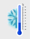 Celsius meteorology thermometers measuring. cold, vector illustration. Thermometer equipment showing cold weather