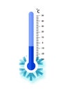 Celsius meteorology thermometers measuring. cold, vector illustration. Thermometer equipment showing cold weather