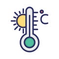 Celsius, temperature, termometer, sun fully editable vector icon Royalty Free Stock Photo