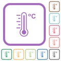 Celsius thermometer warm temperature simple icons