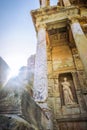 Celsus Library in Ephesus, Turkey on sunshine day Royalty Free Stock Photo