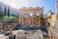 Celsus Library in Ephesus, Turkey on sunshine day Royalty Free Stock Photo