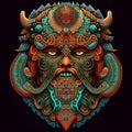 Ape head illustration in symmetry celtic art.