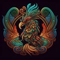 Rooster illustration in celtic art of east totem