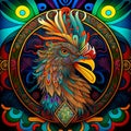 Rooster illustration in celtic art of east totem