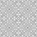 Celtic braided seamless pattern. Intricate line art pattern. Tribal ethnic traditional vector background. Fractal black and white Royalty Free Stock Photo