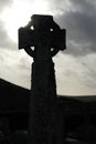 Celtic Cross Against Sun. Royalty Free Stock Photo