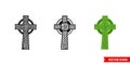 Celtic cross icon of 3 types color, black and white, outline. Isolated vector sign symbol Royalty Free Stock Photo