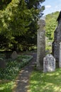 Celtic cross in Nevern churchyard. Royalty Free Stock Photo