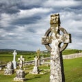 Celtic cross and old irish cemetery in Cashel