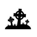 Celtic cross tombstones isolated on white backgrond.