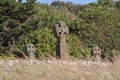 Celtic crosses, Saint Brides Churchyard, Pembrokeshire coast. Royalty Free Stock Photo