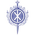 Celtic design. Celtic sword and Celtic Scandinavian ornaments
