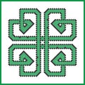 Celtic endless knot in square clover shape in black and green