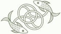 Celtic Fish Knot Symbol Intertwined Marine Art Design, vector design Generative AI Royalty Free Stock Photo