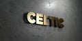 Celtic - Gold sign mounted on glossy marble wall - 3D rendered royalty free stock illustration