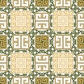 Celtic greek seamless pattern. Colorful ornamental celtic knots amd greek key meander svector background. Tribal ethnic celtic