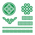 Celtic green knots, braids and patterns - vector