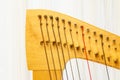 Celtic harp close-up lever and strings