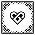 Celtic heart vector greeting card design with Irish braided frame - Valentine`s Day, love concept