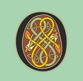 Celtic initial letter O with serpentine knot