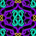 Celtic intricate vector seamless pattern. Colorful ornamental intricacy background. Branches with thorns, knots. Vintage