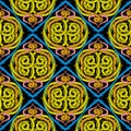 Celtic intricate vector seamless pattern. Colorful ornamental intricacy background. Branches with thorns, knots. Vintage