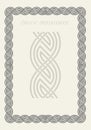 Celtic knot braided frame border ornament. Rectange size.