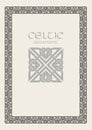 Celtic knot braided frame border ornament. A4 size Royalty Free Stock Photo