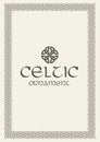 Celtic knot braided frame border ornament. Vector illustration. Royalty Free Stock Photo