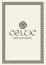 Celtic knot braided frame border ornament. Vector illustration. Royalty Free Stock Photo