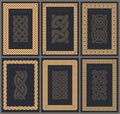 Celtic knot braided frame border ornaments set. Rectange size.